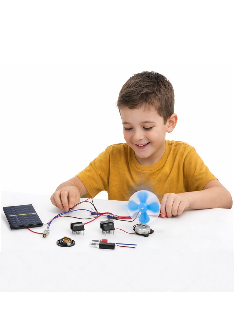 Melfi Solar Circuit Experiment Kit for Students | DIY Educational Electrical Project Set with Solar Panel, Motor, Bulb, Buzzer & Switches - Image 3